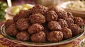 Moroccan spiced meatballs platter, festive table setting Royalty Free Stock Photo