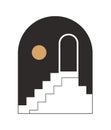 Moroccan stairs, arch, walls, arc vector icon. Architecture elements boho