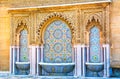 Moroccan style fountain with fine colorful mosaic tiles at the M Royalty Free Stock Photo