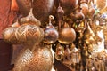 Moroccan style hanging lamps at the market in medina. Lamps and souvenir shops, Marrakech. Traditional moroccan market. Royalty Free Stock Photo