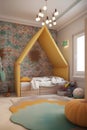 Moroccan style interior of children room in modern house Royalty Free Stock Photo