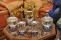 A Moroccan table dedicated to the wedding, on which you put the needs of the bride