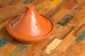 Moroccan tagine on a colorful table Royalty Free Stock Photo