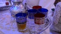 moroccan tea with ment in tanger , traditional moroccan drink