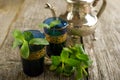 Moroccan tea with mint leaf Royalty Free Stock Photo