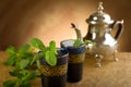 Moroccan tea with mint leaf Royalty Free Stock Photo
