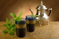 Moroccan tea with mint leaf Royalty Free Stock Photo