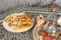 Moroccan tea tray and ramadan cookies Royalty Free Stock Photo
