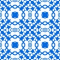 Moroccan tile - seamless pattern. Blue ornament on white background.