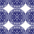 Moroccan tiles ornaments in blue and white colors.