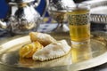 Moroccan traditional sweet pastries served with mint tea