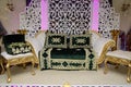 Moroccan wedding decor. Bride`s chair. Wedding traditions in the Maghreb