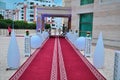 Moroccan wedding hall. Entrance wedding hall with carpets in the floor. Moroccan construction Royalty Free Stock Photo