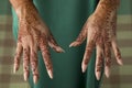 Moroccan woman with henna painted hands Royalty Free Stock Photo