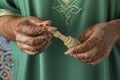 Moroccan woman with henna painted hands Royalty Free Stock Photo