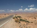 Desert route landscape with mountains