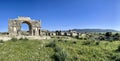 Morocco, Africa, Volubilis, archaeological site, Roman, ruins, ancient, panoramic, view, , Meknes Royalty Free Stock Photo