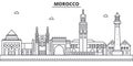 Morocco architecture line skyline illustration. Linear vector cityscape with famous landmarks, city sights, design icons Royalty Free Stock Photo