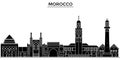 Morocco architecture vector city skyline, travel cityscape with landmarks, buildings, isolated sights on background