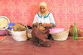 MOROCCO, AURIKA VALLEY - OCTOBER 24: Woman at work in a cooperative for manufacturing argan oil on 24th october in Morocco