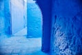 Morocco is the blue city of Chefchaouen, endless streets painted in blue color. Lots of flowers and Souvenirs in the beautiful Royalty Free Stock Photo