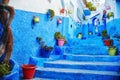 Morocco is the blue city of Chefchaouen, endless streets painted in blue color. Lots of flowers and Souvenirs in the beautiful