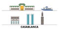 Morocco, Casablanca flat landmarks vector illustration. Morocco, Casablanca line city with famous travel sights, skyline