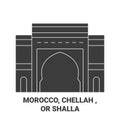 Morocco, Chellah , Or Shalla travel landmark vector illustration