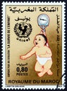 MOROCCO - CIRCA 1985: A stamp printed in Morocco issued for the Infant Survival Campaign shows growth monitoring, circa 1985.