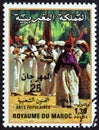 MOROCCO - CIRCA 1981: A stamp printed in Morocco shows folk musicians, circa 1981.