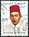 MOROCCO - CIRCA 1968: A stamp printed in Morocco shows King Hassan, circa 1968.