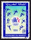 MOROCCO - CIRCA 1984: A stamp printed in Morocco from the `1984 Summer Olympics` issue shows sports, circa 1984.