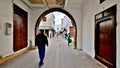 The Morocco city scapes and architectural details, the arches and woman Royalty Free Stock Photo