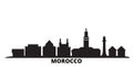 Morocco city skyline isolated vector illustration. Morocco travel black cityscape Royalty Free Stock Photo