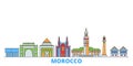 Morocco line cityscape, flat vector. Travel city landmark, oultine illustration, line world icons Royalty Free Stock Photo