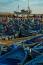 Morocco. Essaouira. Typical blue fishing boats