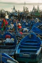 Morocco. Essaouira. Typical blue fishing boats
