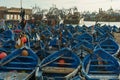 Morocco. Essaouira. Typical blue fishing boats