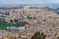 Morocco, Fes - aerial view of the city and medina of Fez, including details. Royalty Free Stock Photo