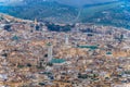 Morocco, Fes - aerial view of the city and medina of Fez, including details. Royalty Free Stock Photo