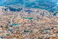 Morocco, Fes - aerial view of the city and medina of Fez, including details. Royalty Free Stock Photo