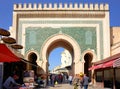 Morocco Fez. Bab Bou Jeloud, the blue gate to Medina