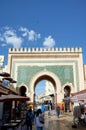 Morocco Fez. Bab Bou Jeloud, the blue gate to Medina