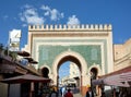 Morocco Fez. Bab Bou Jeloud, the blue gate to Medina