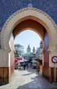 Morocco Fez. Bab Bou Jeloud, the blue gate to Medina