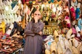 Morocco Fez. Selling shoes in the Medina