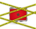 Morocco flag illustration. Coronavirus danger area, quarantined country