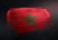 Morocco Flag Made of Metallic Brush Paint on Grunge Dark Wall