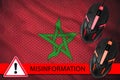 Morocco flag and two computer mouses. Misinformation during Coronavirus or 2019-nCov virus concept