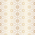 Morocco gold seamless pattern. Repeating golden marocco grid. Arabic background. Repeated moroccan mosaic motive. Islamic texture Royalty Free Stock Photo